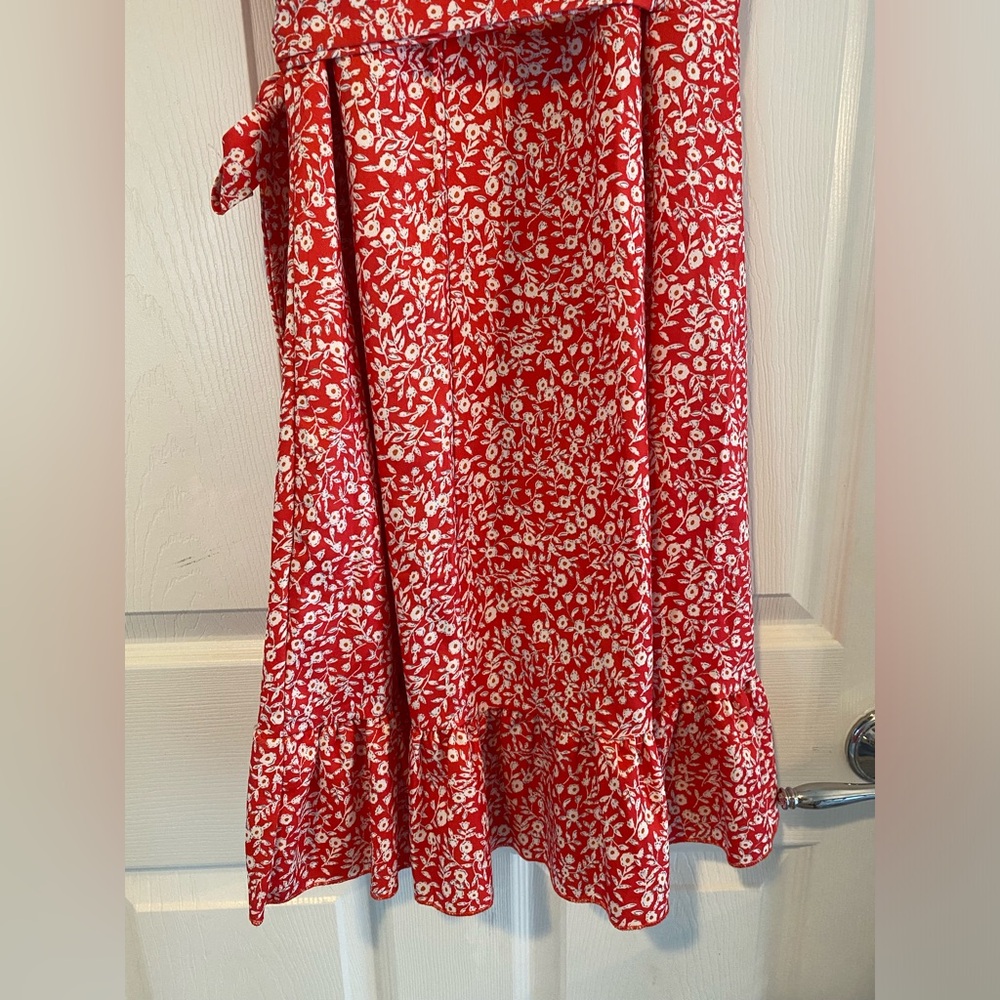 Naggoo Red Ditsy Floral Wrap Ruffle sundress size small - Picture 8 of 14